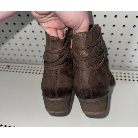 Circle G by Corral Womens Leather Side Zip Burnished Top Strap Booties Size 8 M - Picture 3 of 8